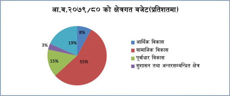 आ.व.२०७९/८० को क्षेत्रगत वजेट(प्रतिशतमा)